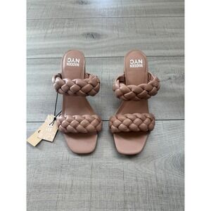 Braided Strap Sandals Block Heel Nude Tan Square Toe Size 10 Madden NYC